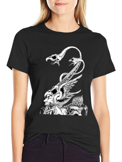 Graphic Print Black Crew Neck T-Shirt