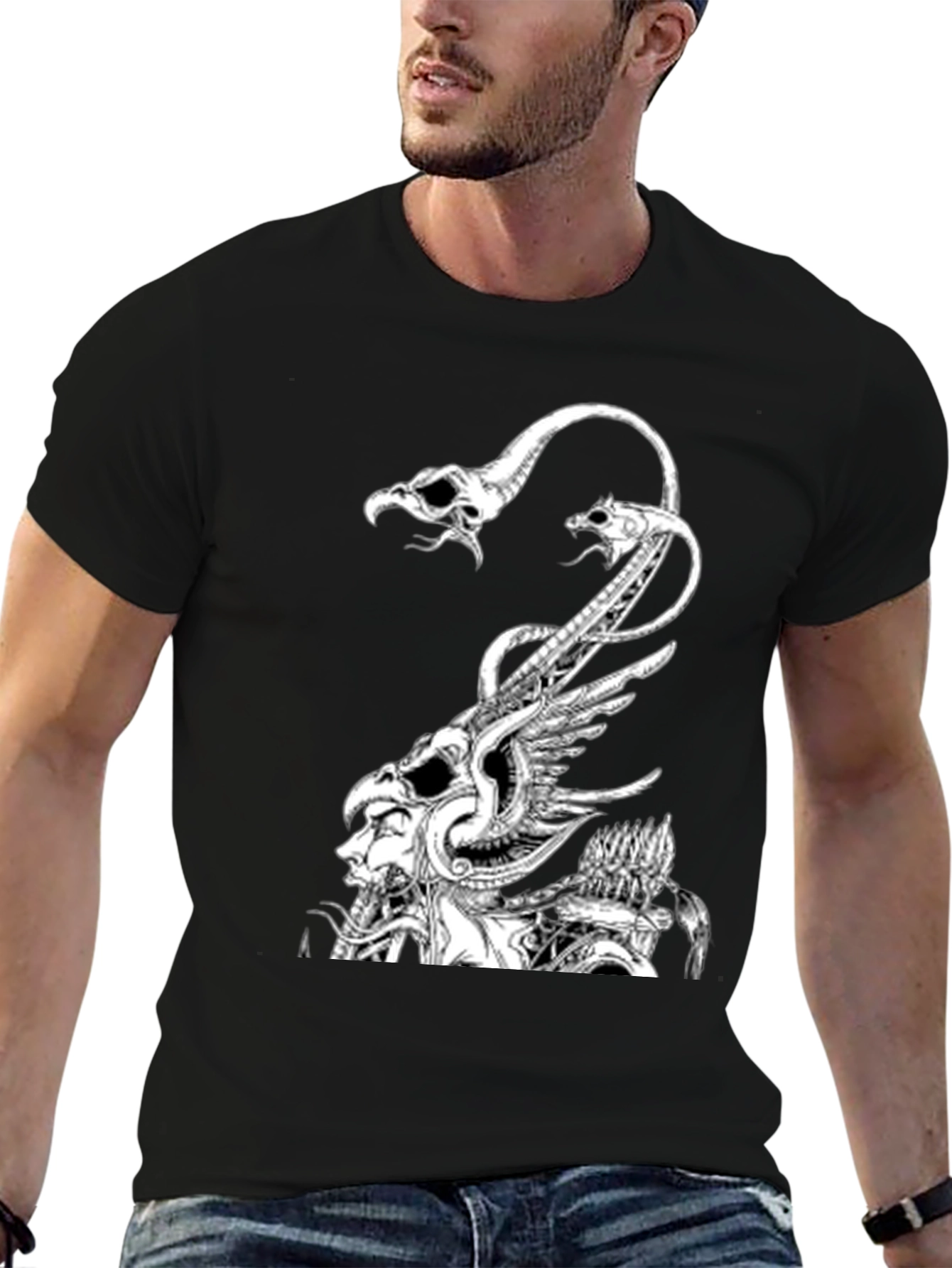 Graphic Print Black Crew Neck T-Shirt