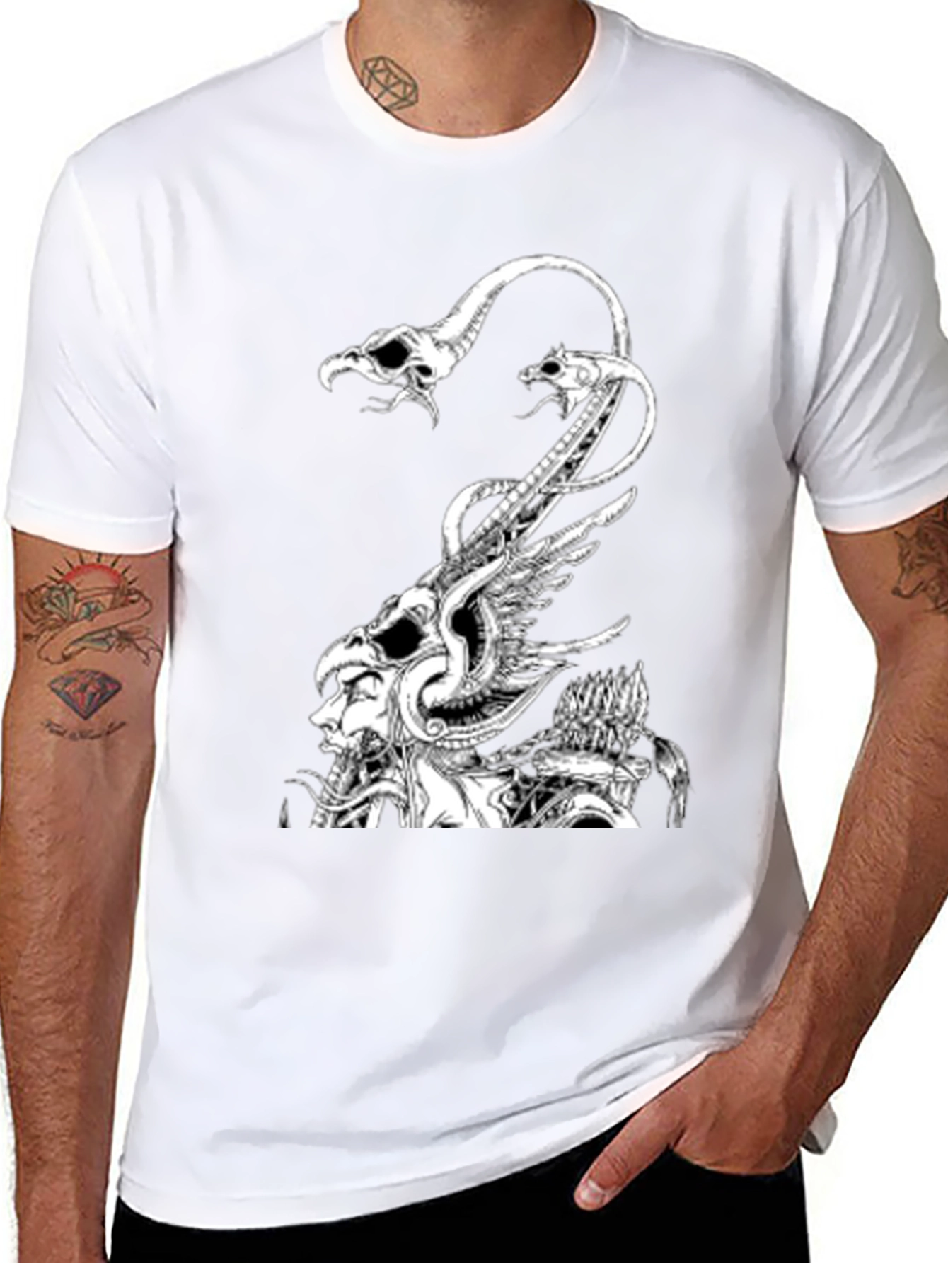 Graphic Print Black Crew Neck T-Shirt