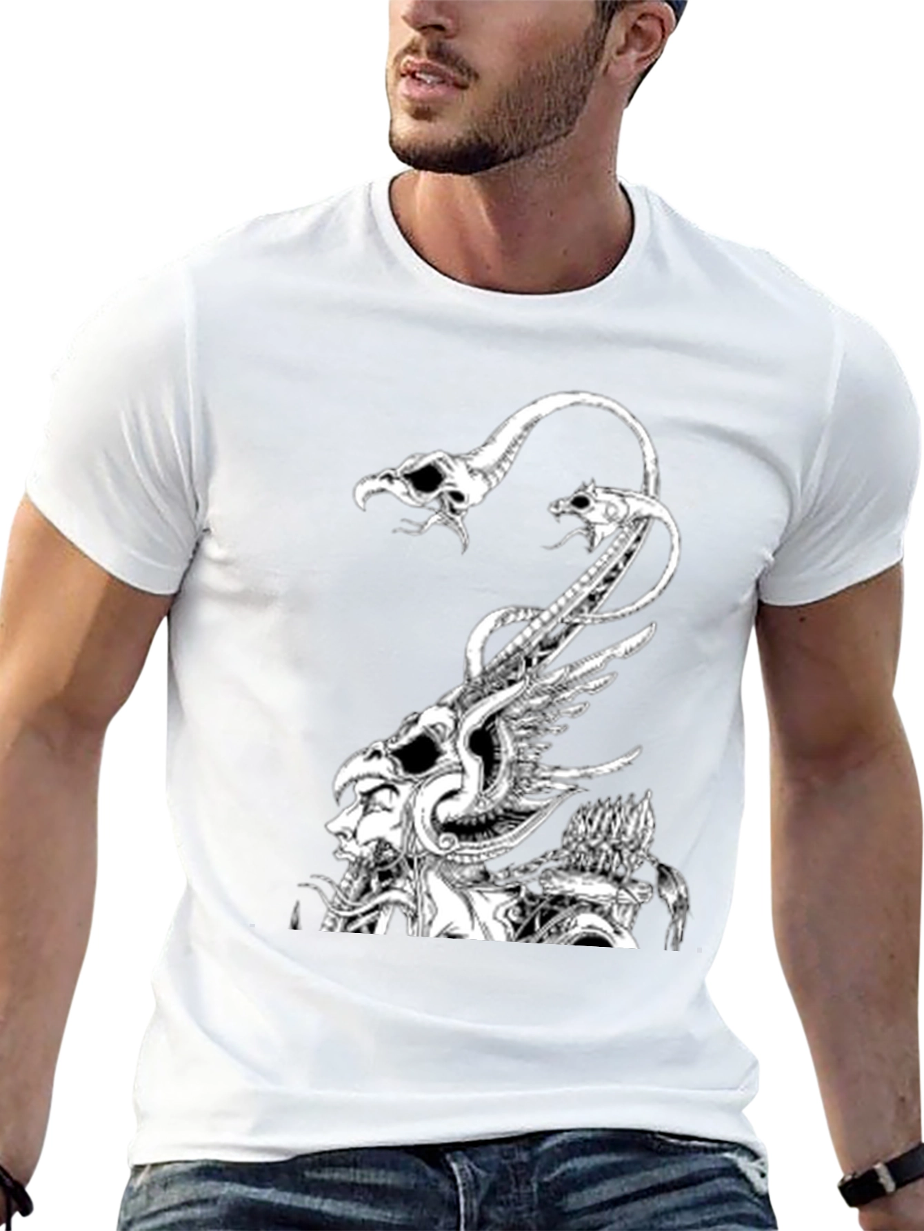 Graphic Print Black Crew Neck T-Shirt