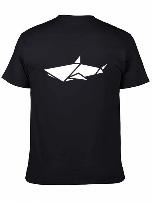 Origami Shark Graphic Tee - Mens Black Cotton T-Shirt