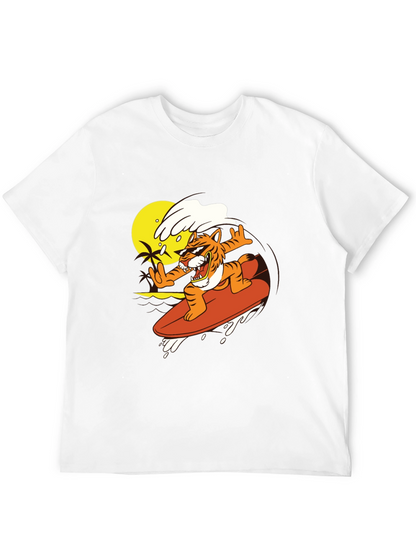 Surfing Tiger Graphic Tee - Black T-Shirt