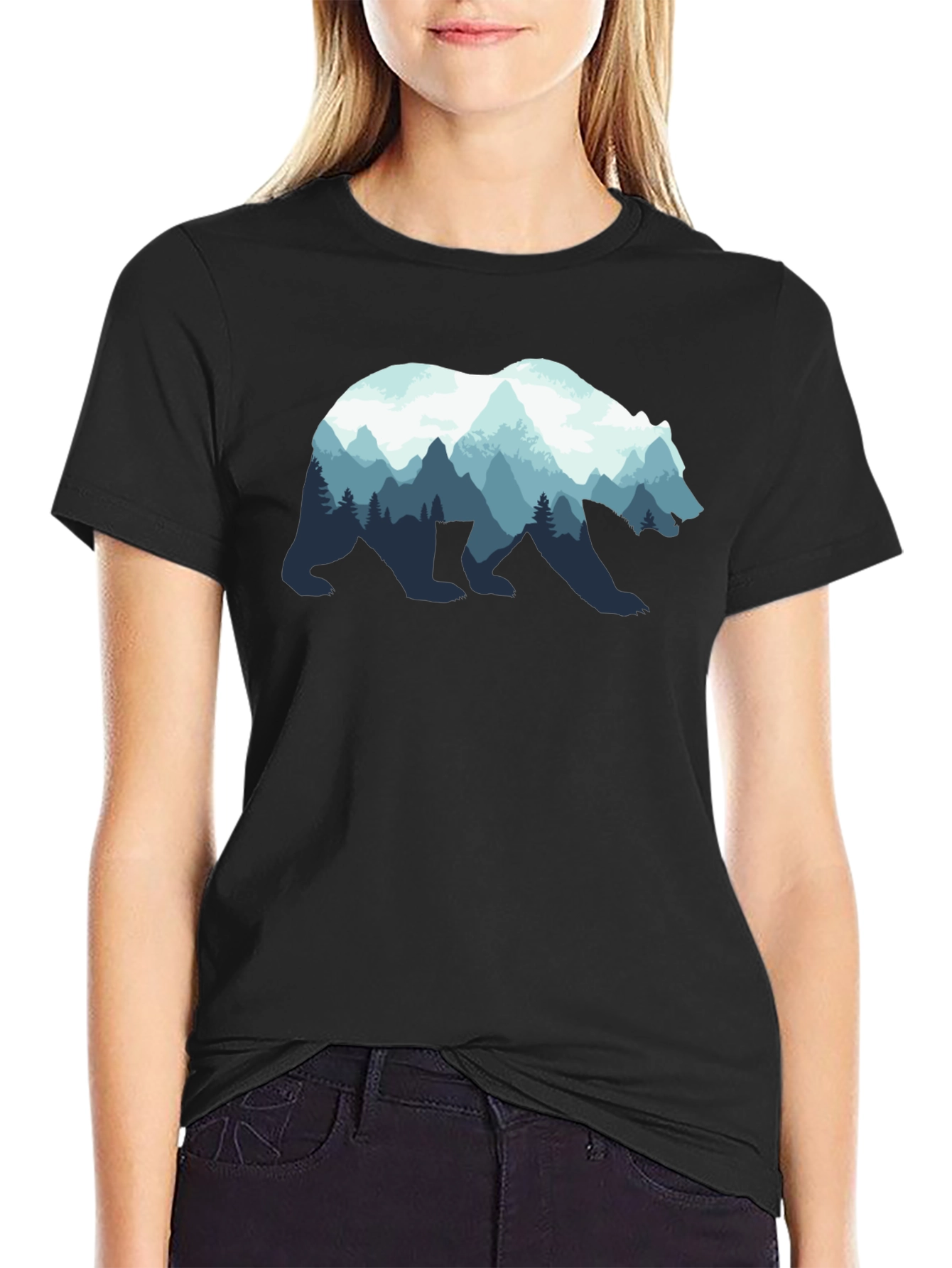 Nature Bear Graphic Tee - Black