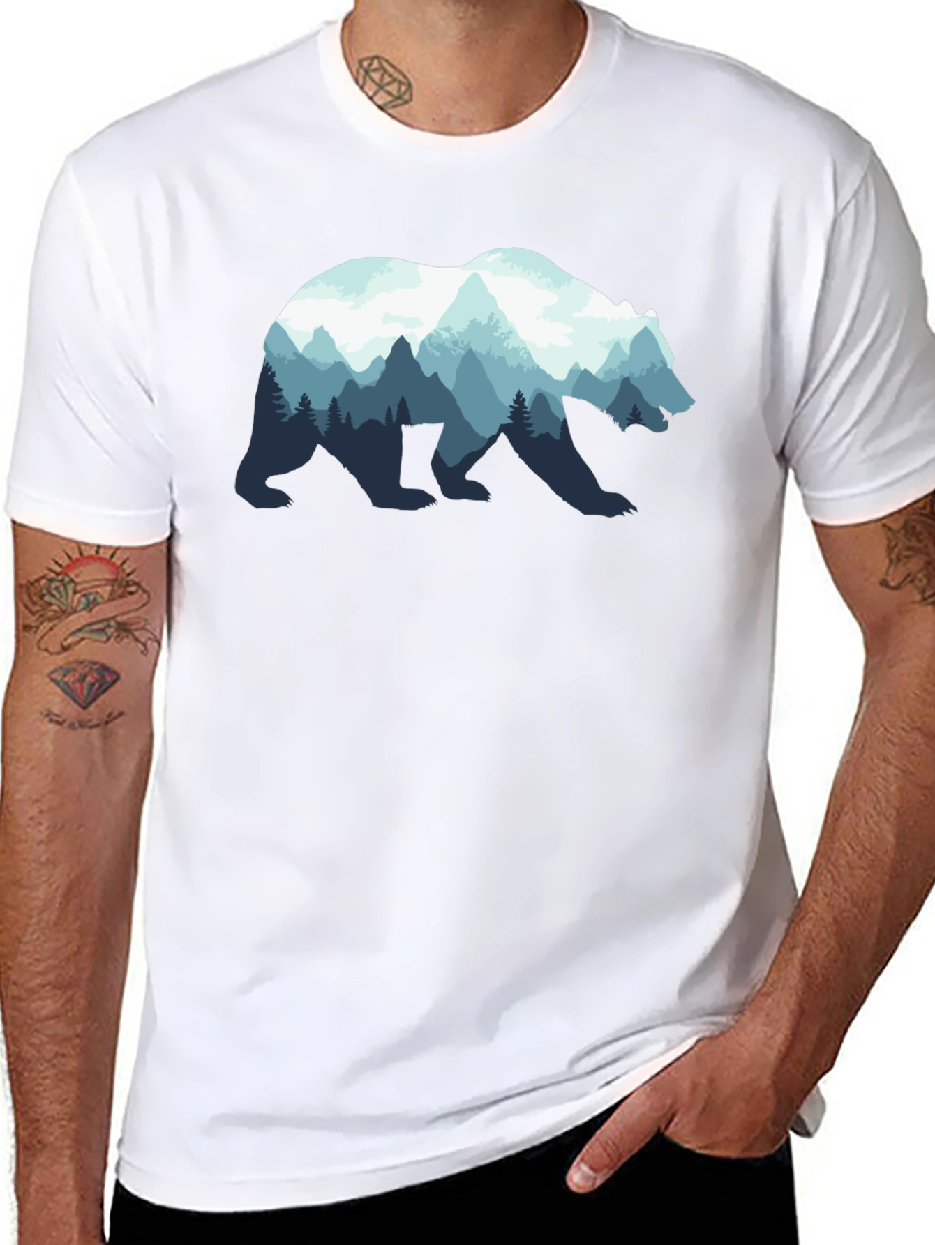 Nature Bear Graphic Tee - Black