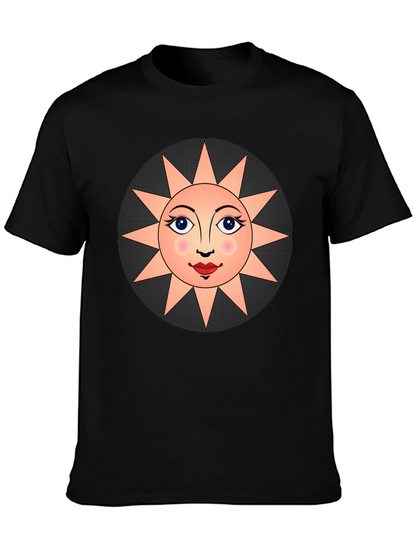 Sun Face Graphic T-Shirt - Unisex Black Tee