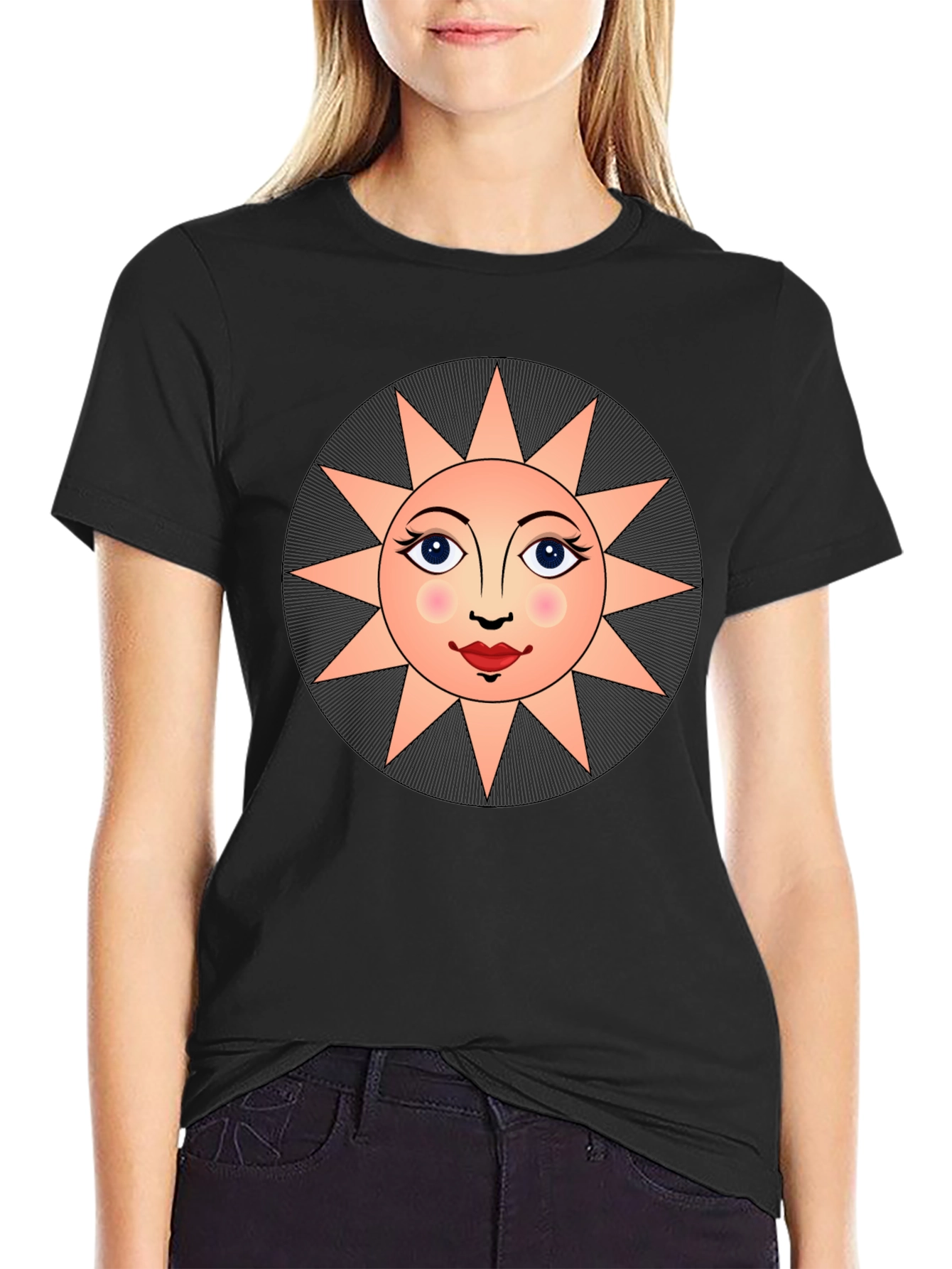 Sun Face Graphic T-Shirt - Unisex Black Tee