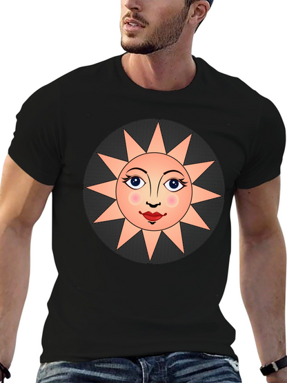 Sun Face Graphic T-Shirt - Unisex Black Tee
