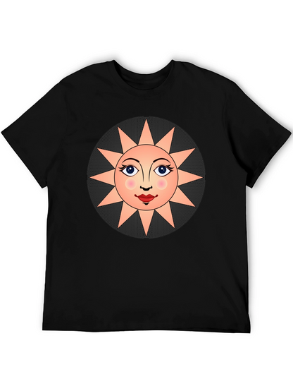 Sun Face Graphic T-Shirt - Unisex Black Tee