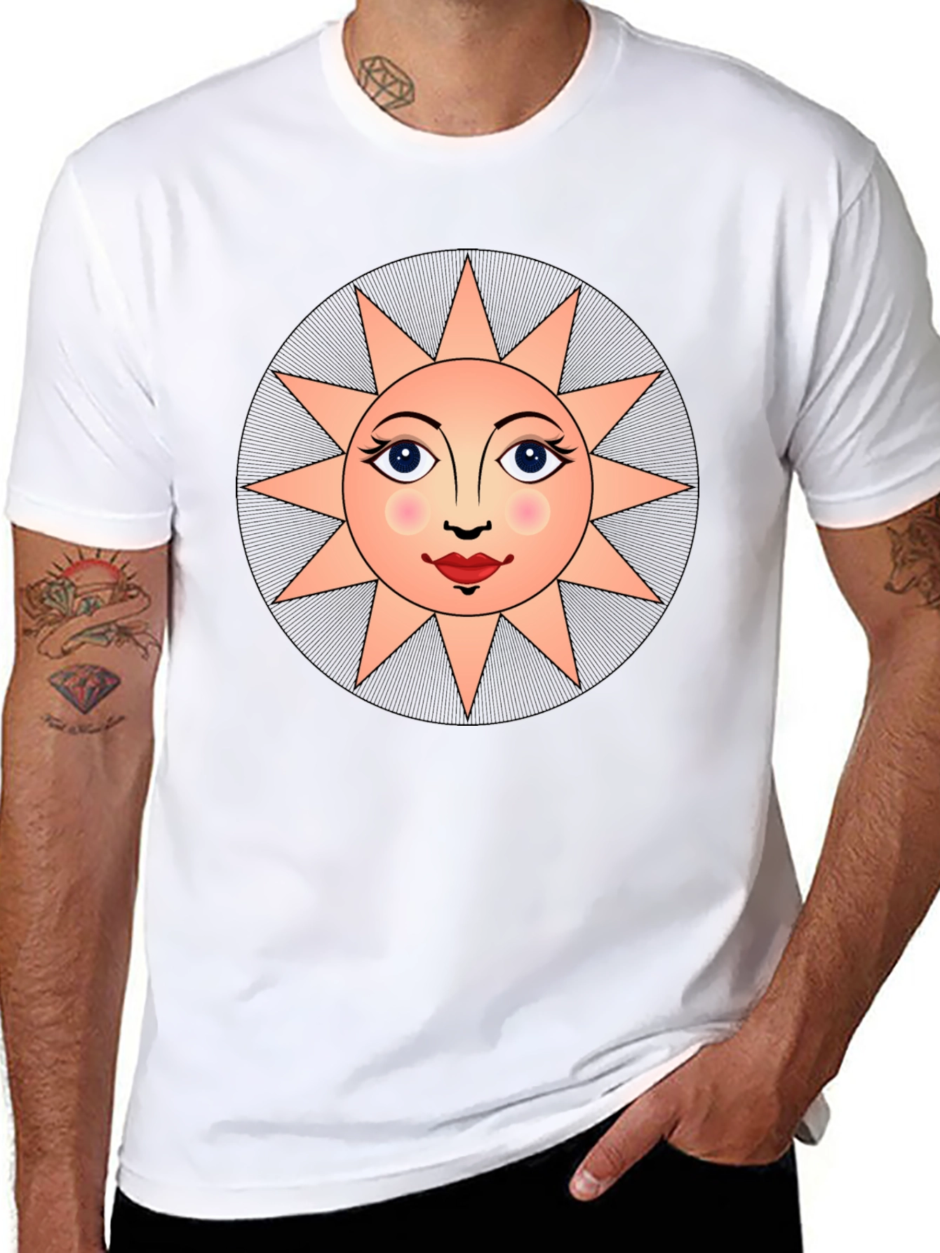 Sun Face Graphic T-Shirt - Unisex Black Tee