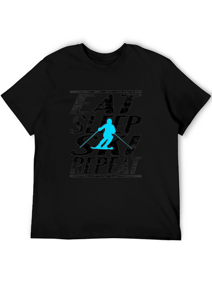 Eat Sleep Ski Repeat Black T-Shirt