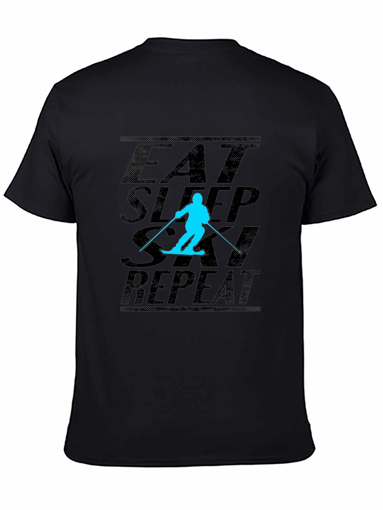 Eat Sleep Ski Repeat Black T-Shirt
