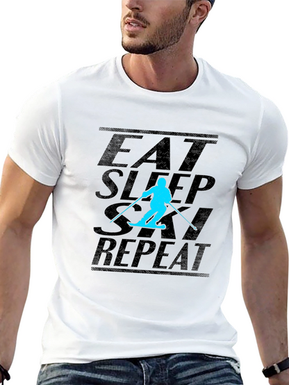 Eat Sleep Ski Repeat Black T-Shirt