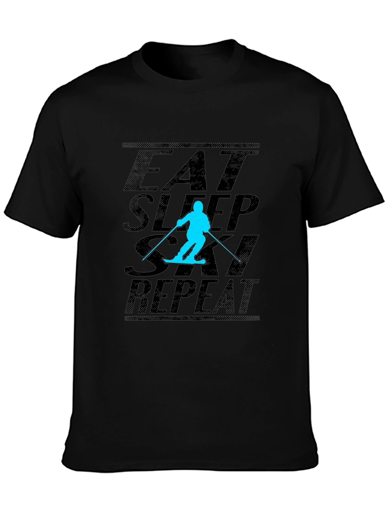 Eat Sleep Ski Repeat Black T-Shirt