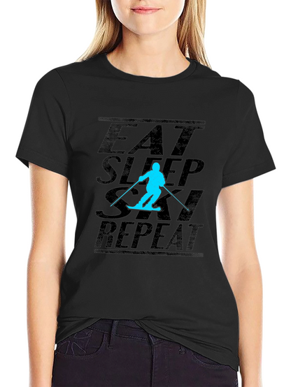 Eat Sleep Ski Repeat Black T-Shirt