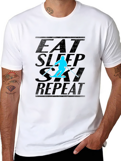Eat Sleep Ski Repeat Black T-Shirt