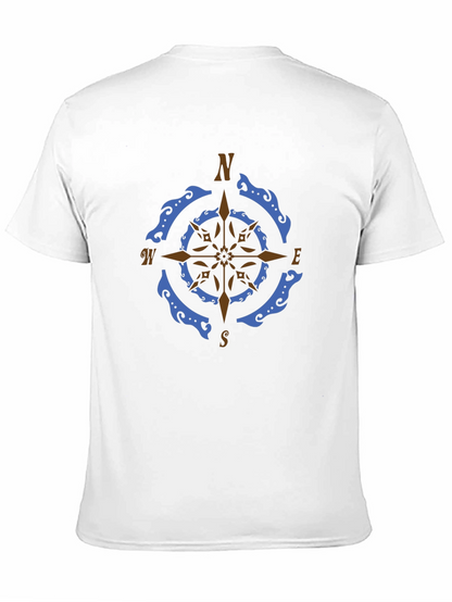 Nautical Compass Rose Graphic Tee - Black
