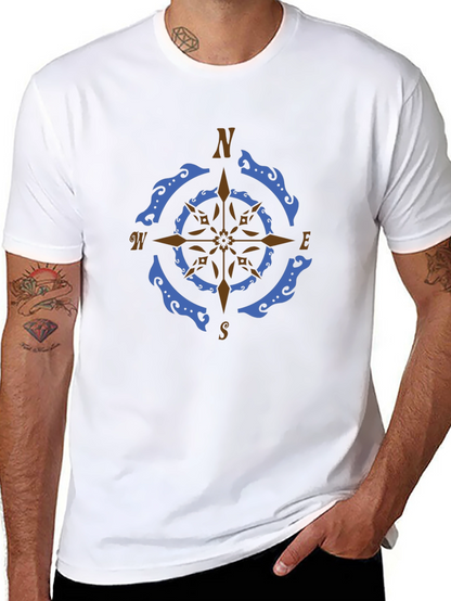 Nautical Compass Rose Graphic Tee - Black