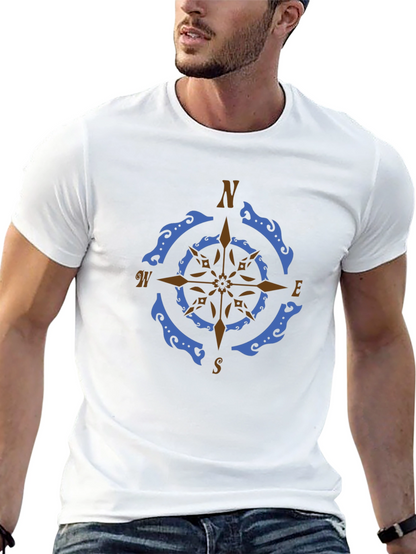 Nautical Compass Rose Graphic Tee - Black