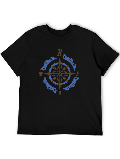 Nautical Compass Rose Graphic Tee - Black