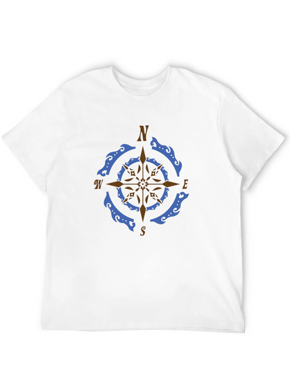 Nautical Compass Rose Graphic Tee - Black