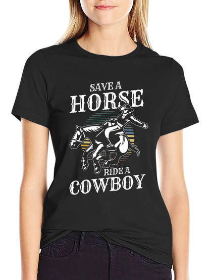 Save a Horse Ride a Cowboy Black T-Shirt