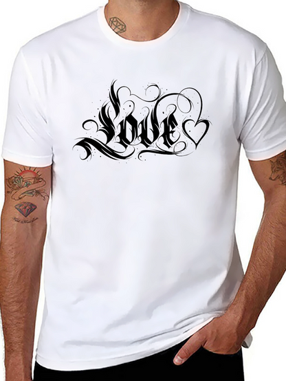 Love Graphic Tee - Black Crew Neck Casual Shirt