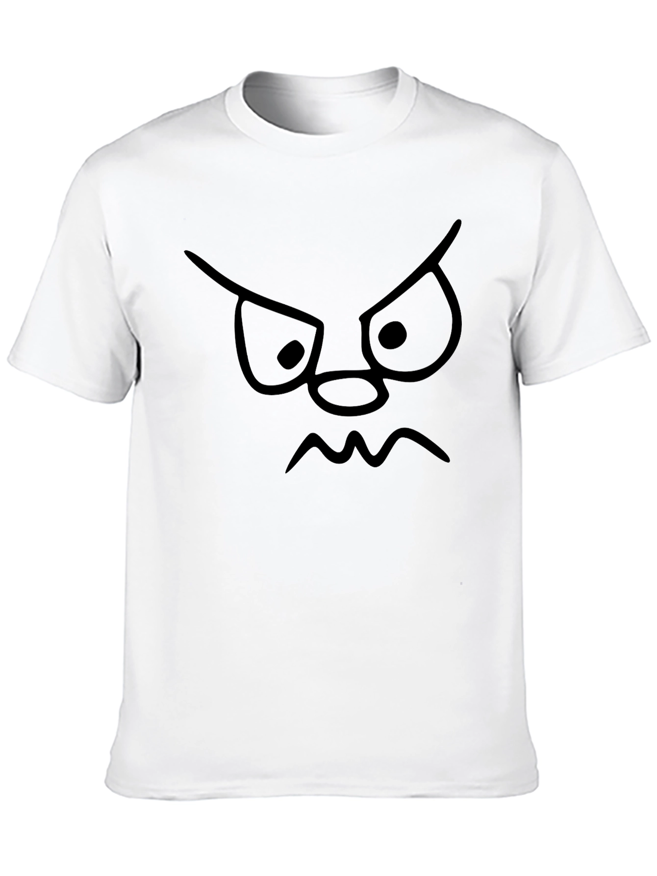 Grumpy Face Graphic Tee - Black Cotton T-Shirt