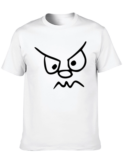 Grumpy Face Graphic Tee - Black Cotton T-Shirt