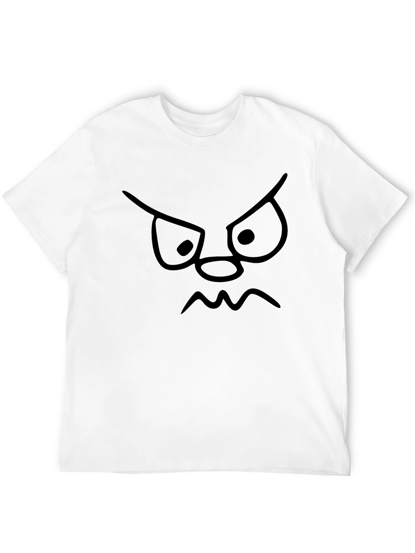 Grumpy Face Graphic Tee - Black Cotton T-Shirt