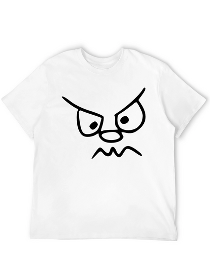 Grumpy Face Graphic Tee - Black Cotton T-Shirt
