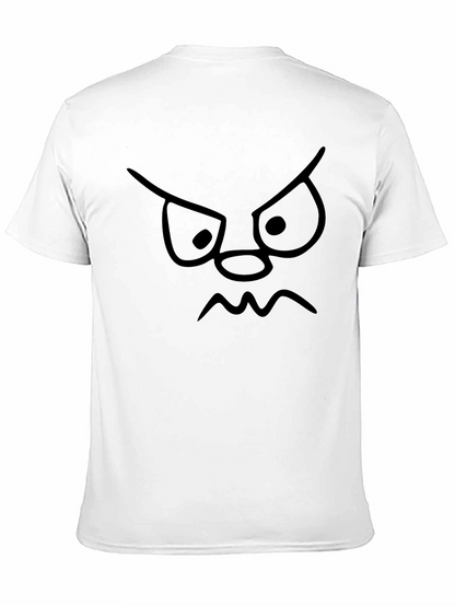 Grumpy Face Graphic Tee - Black Cotton T-Shirt