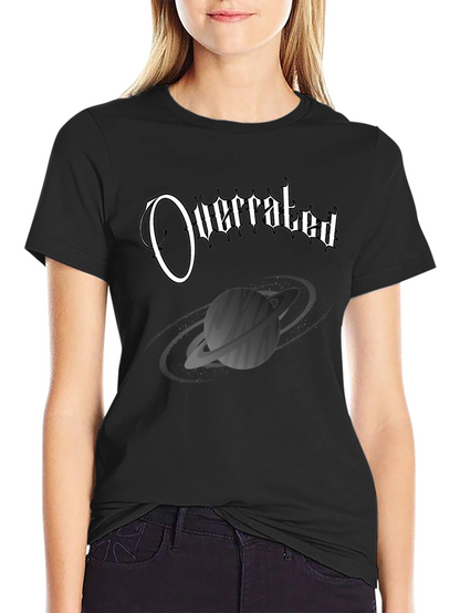 Overrated Saturn Graphic Black T-Shirt