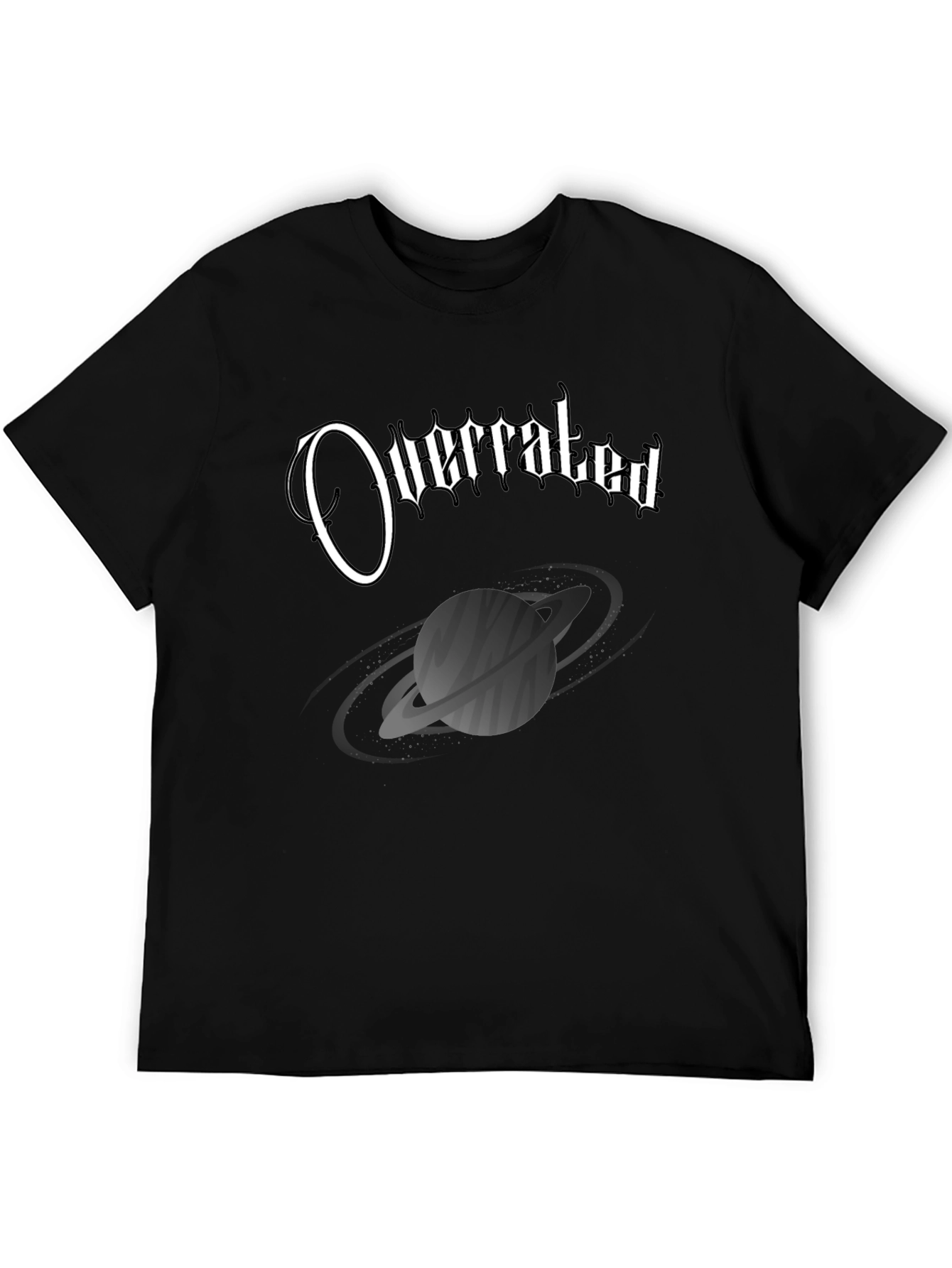 Overrated Saturn Graphic Black T-Shirt