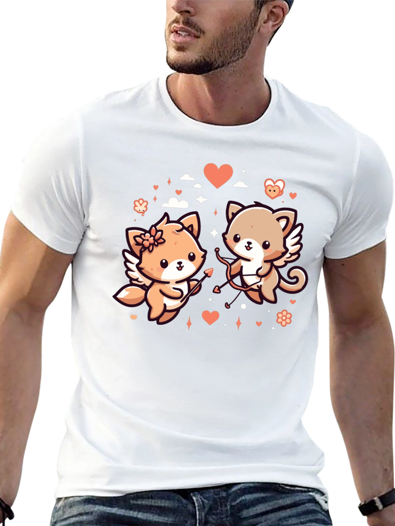 Valentines Day Cats Graphic T-Shirt