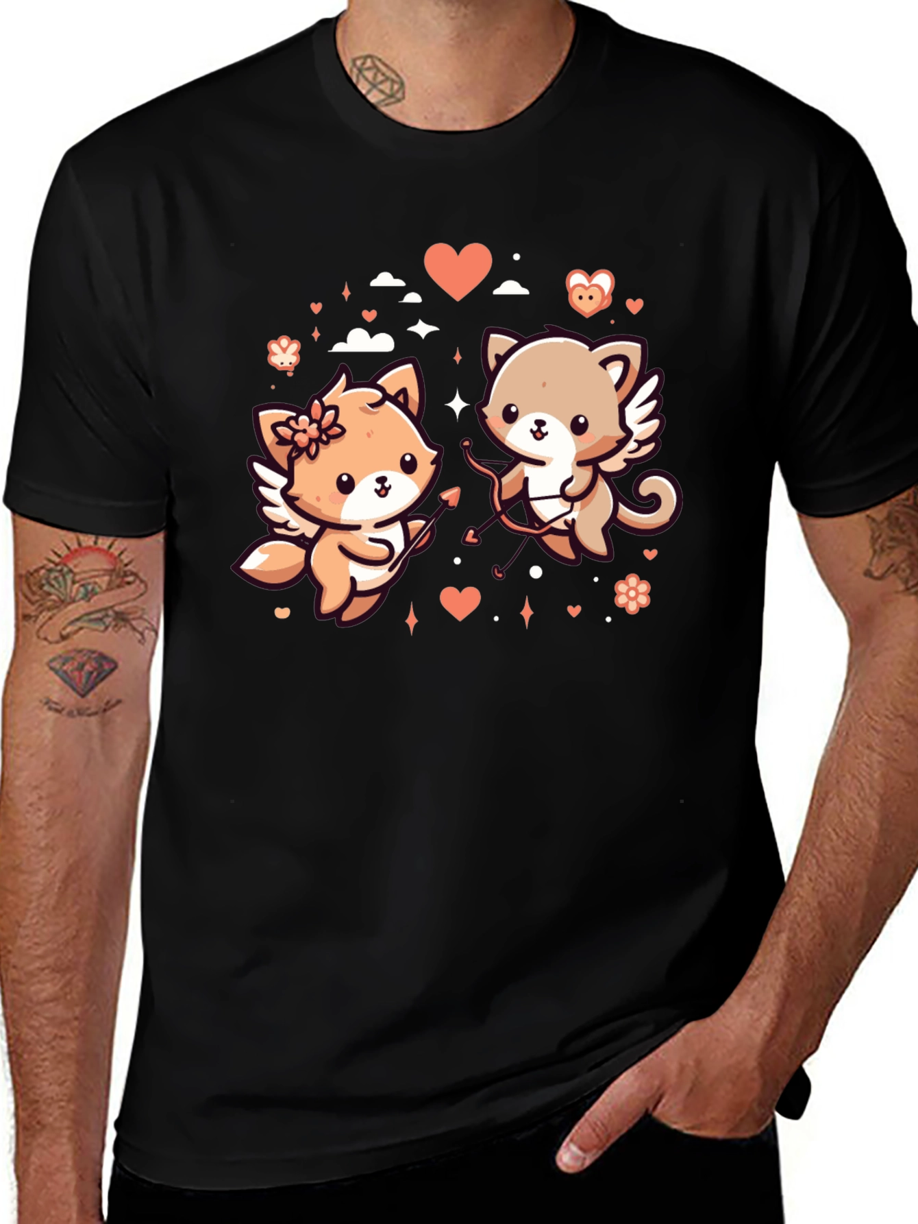 Valentines Day Cats Graphic T-Shirt