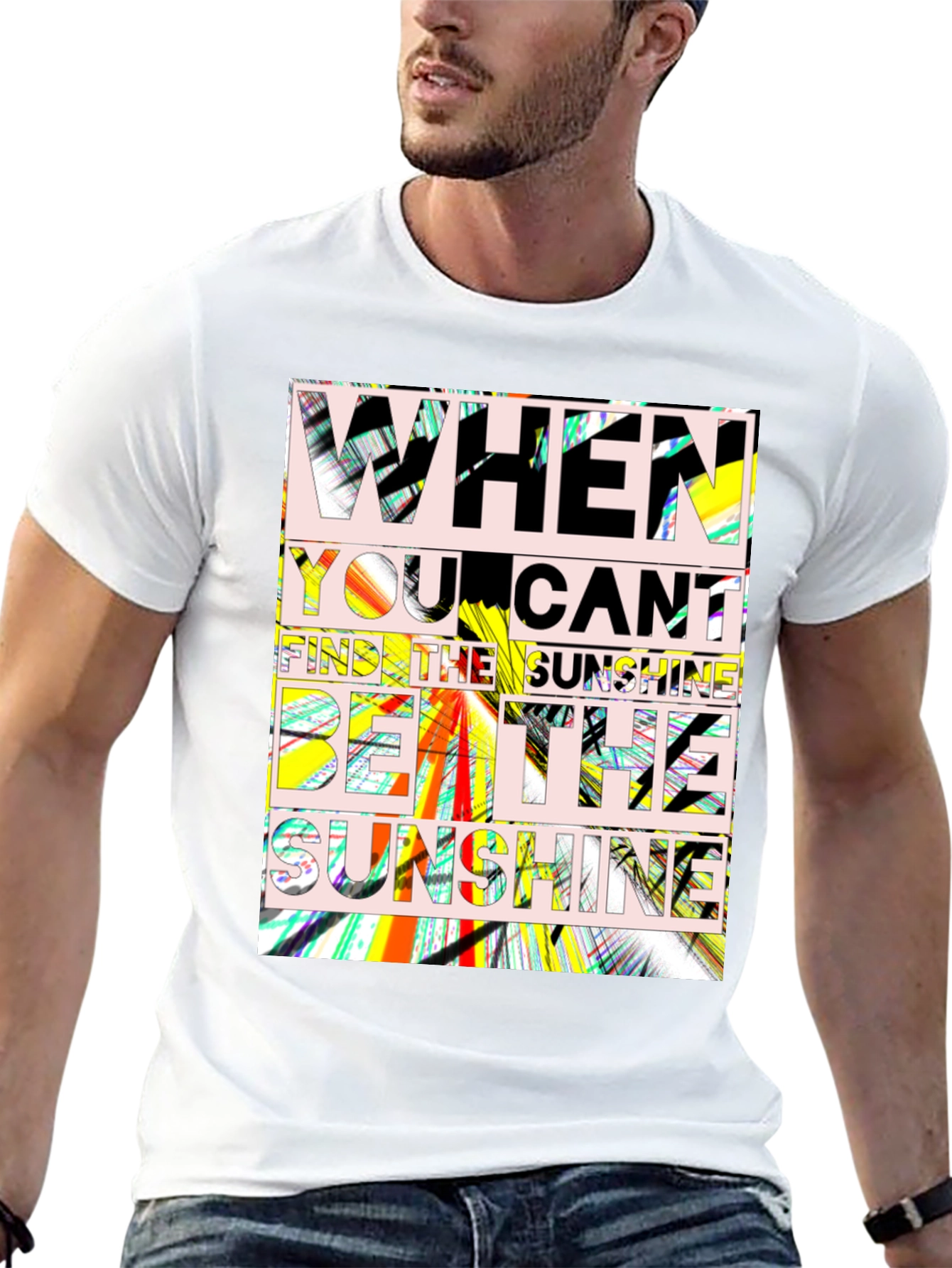 Sunshine Quote Graphic Tee - Black Cotton T-Shirt