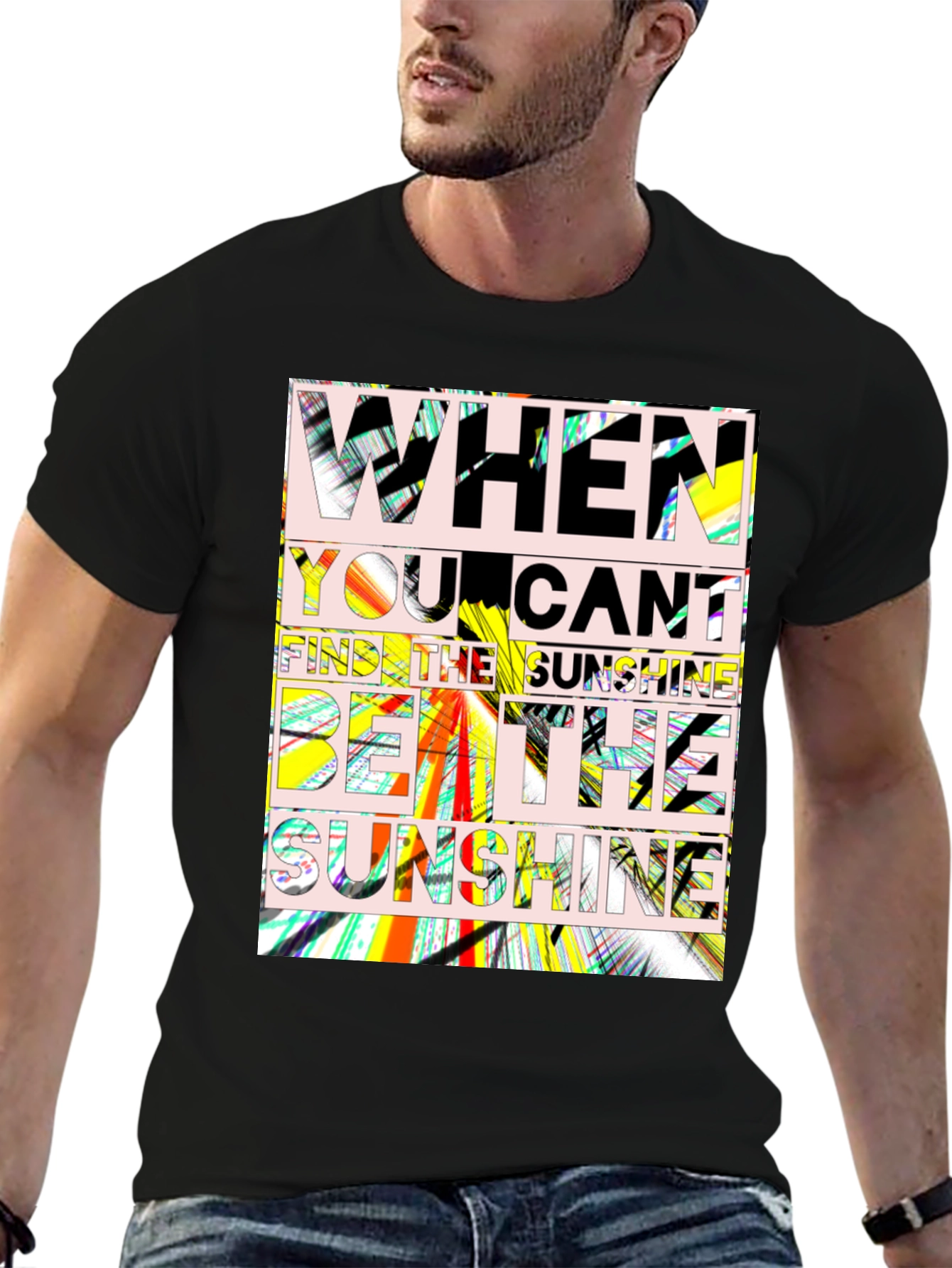 Sunshine Quote Graphic Tee - Black Cotton T-Shirt