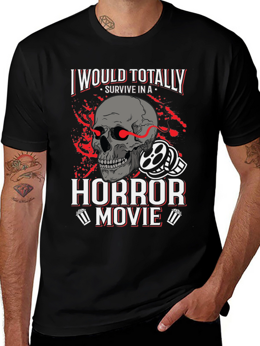 Horror Movie Fan T-Shirt - Skull Graphic Tee