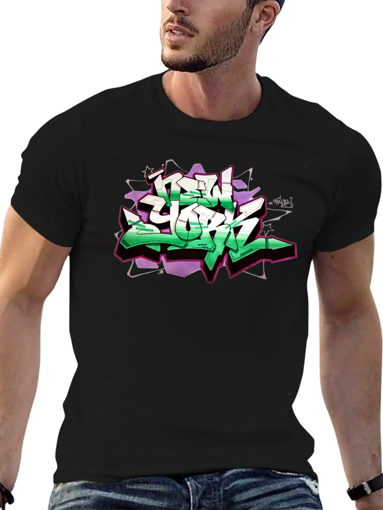 New York Graffiti Graphic Black T-Shirt