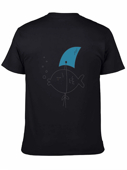 Shark Fin Tee - Black Cotton Graphic T-Shirt