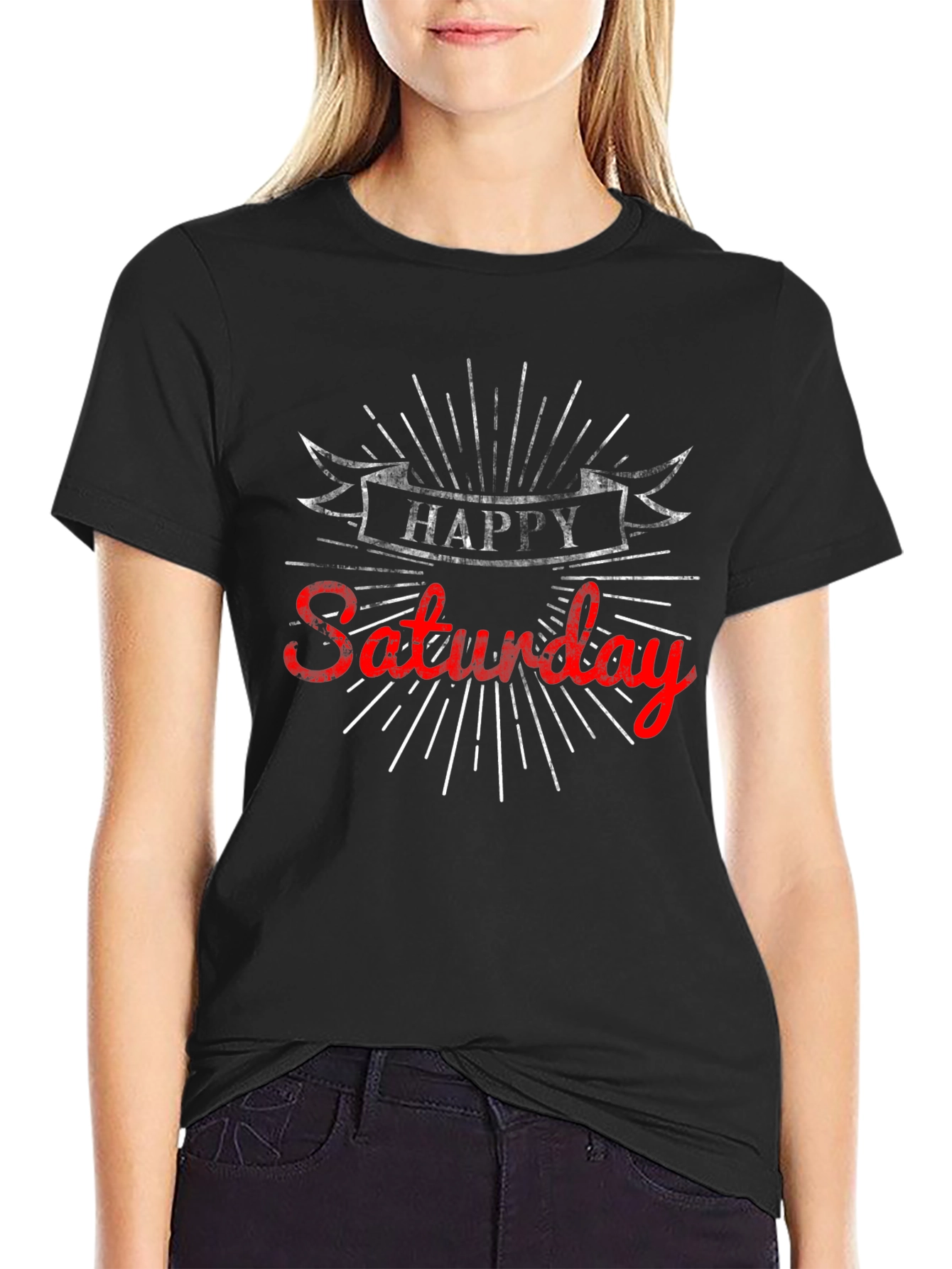 Happy Saturday Graphic Tee - Black