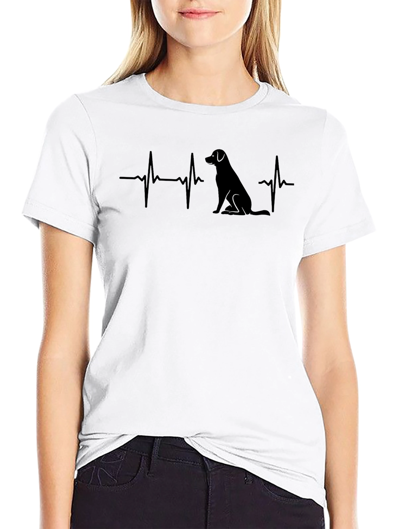 Dog Heartbeat Graphic Tee - Black Cotton