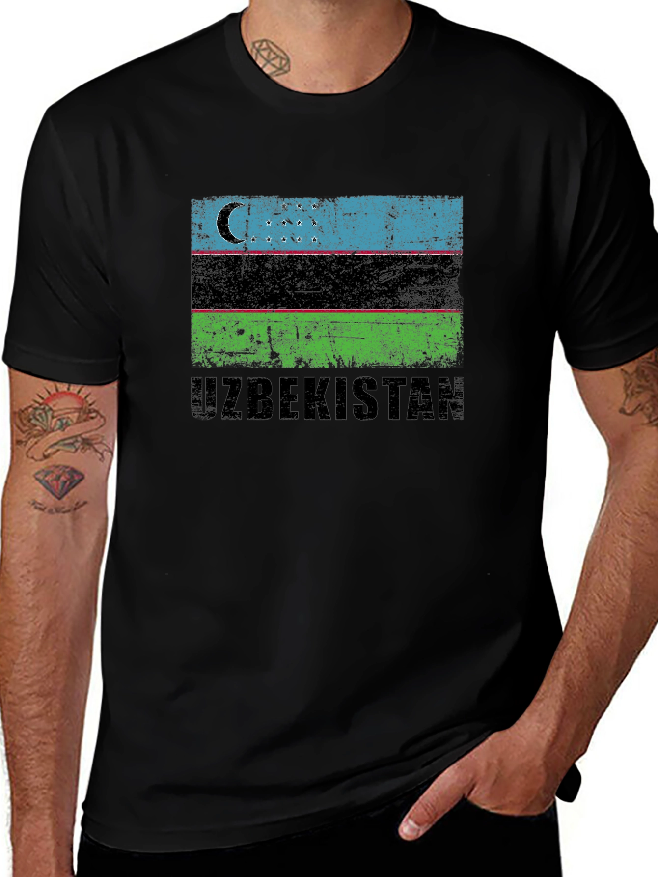 Uzbekistan Flag Graphic T-Shirt