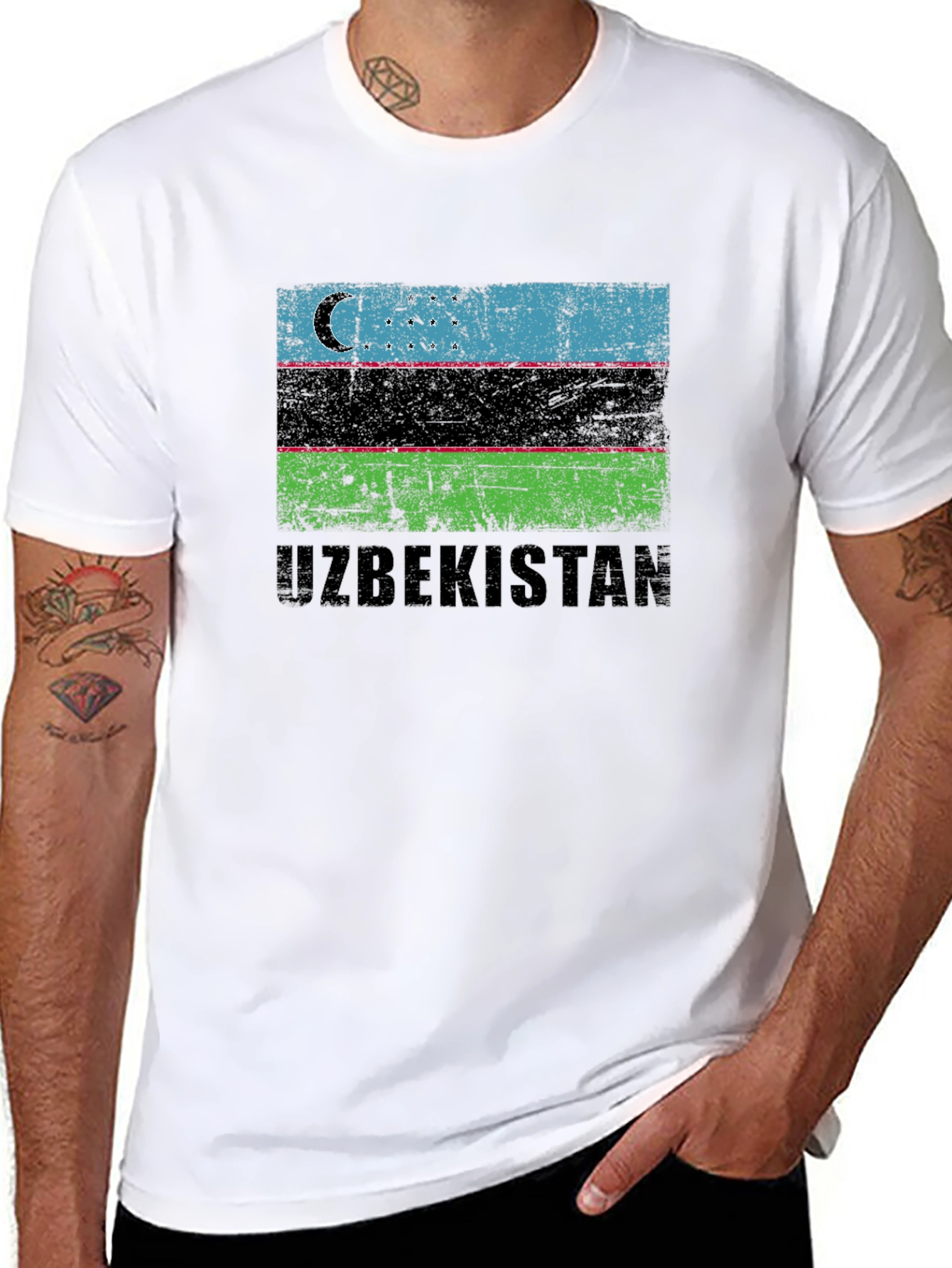 Uzbekistan Flag Graphic T-Shirt