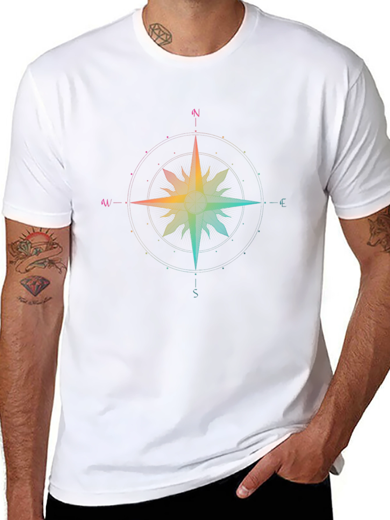 Rainbow Compass Rose Graphic Tee - Unisex