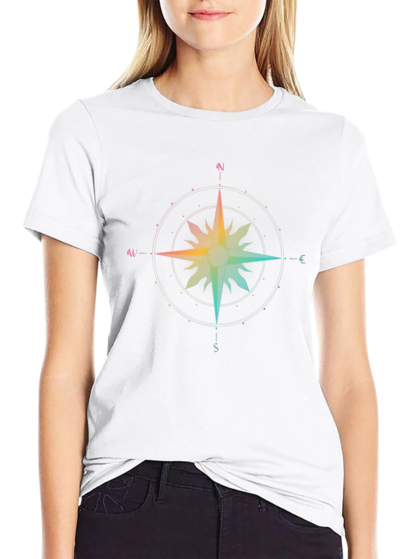 Rainbow Compass Rose Graphic Tee - Unisex