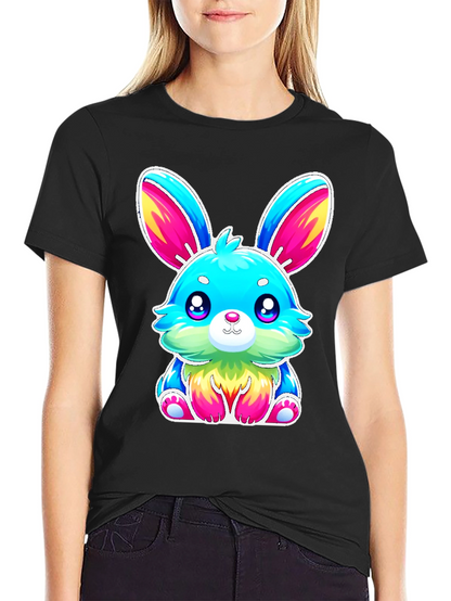 Cute Kawaii Rainbow Bunny Graphic Tee