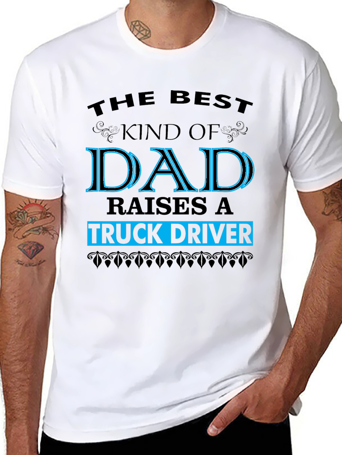 Best Dad Raises a Truck Driver Graphic T-Shirt