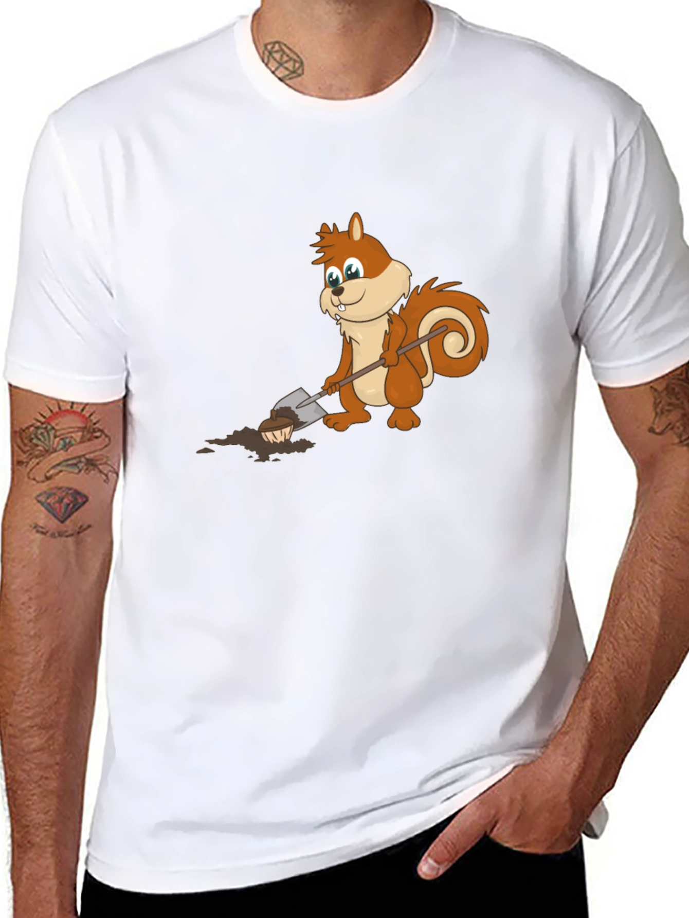 Cartoon Squirrel Digging T-Shirt