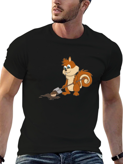 Cartoon Squirrel Digging T-Shirt